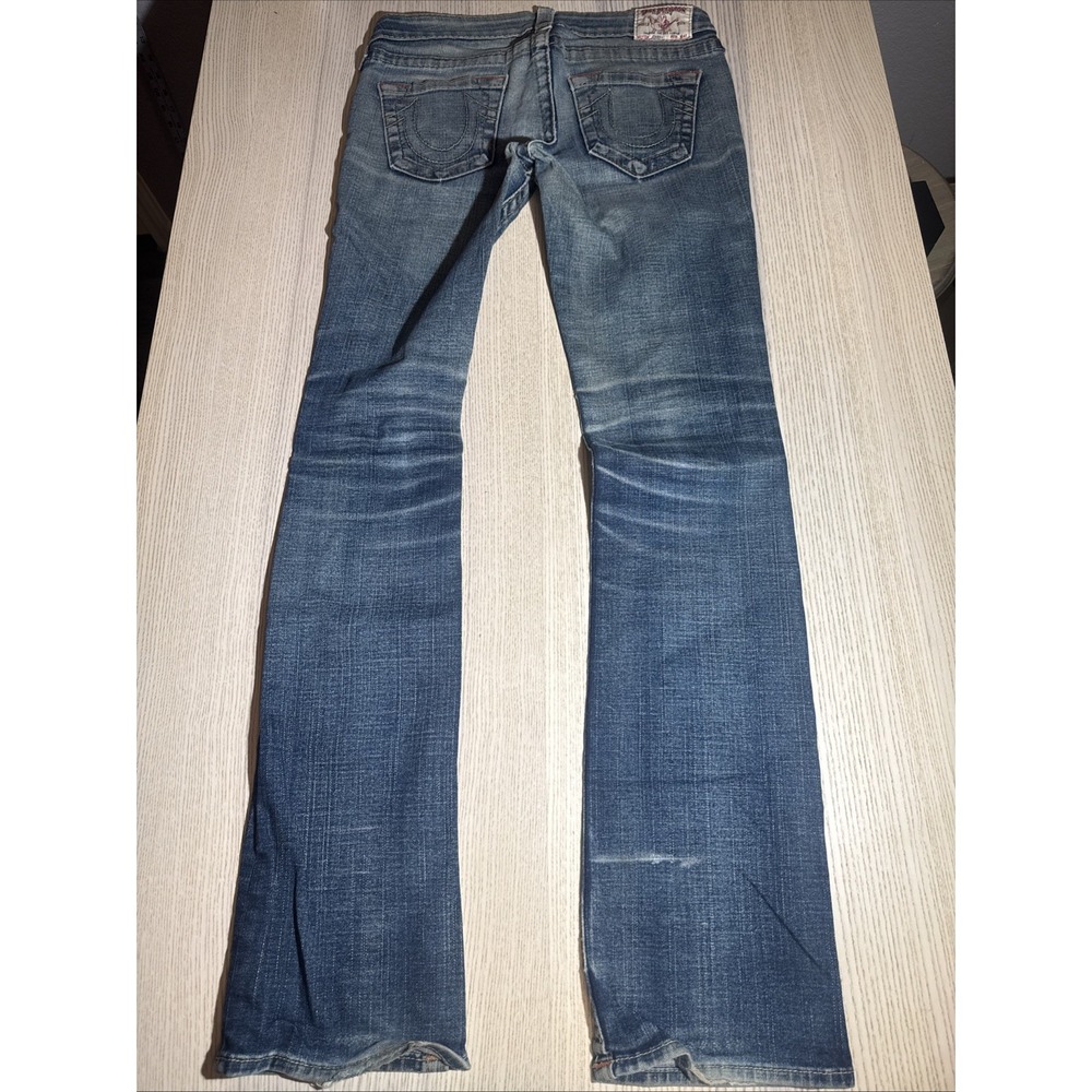 True Religion Johnny Row Seat Jeans Women's 29 Blue Denim Big Stitch World Tour